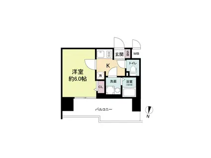 エスリードレジデンス梅田グランゲート(1K/14階)の間取り写真