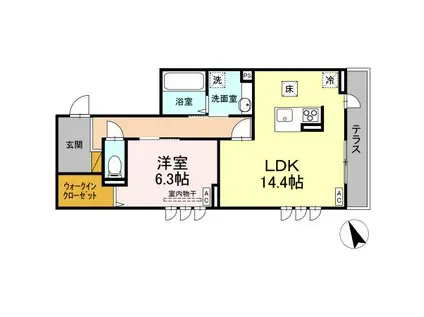 D S LIEN A(1LDK/1階)の間取り写真