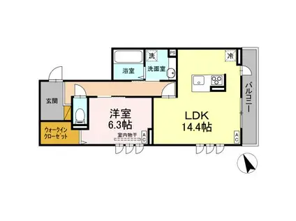 D S LIEN A(1LDK/2階)の間取り写真