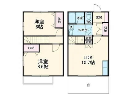 タウンハウス金屋2(2LDK/1階)の間取り写真