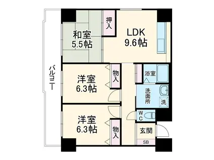 ノイ・ディアール御池(3LDK/4階)の間取り写真