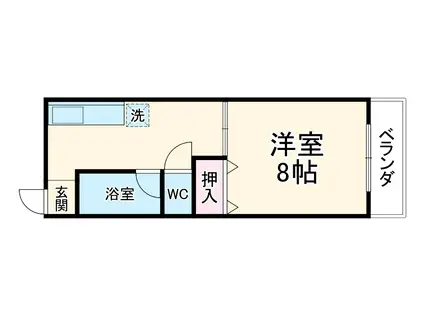 アゼリアガーデンズ向ヶ丘(1DK/2階)の間取り写真