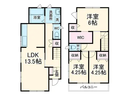 南湖貸家 A(3LDK)の間取り写真