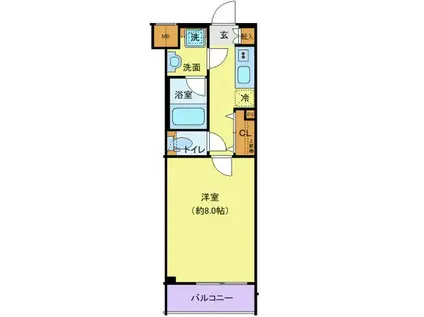 プレール・ドゥーク高井戸(1K/2階)の間取り写真