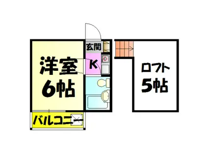 ジュネパレス千葉第2(1K/2階)の間取り写真