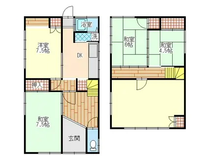 東海道本線 金谷駅 徒歩85分 2階建 築36年(5DK)の間取り写真