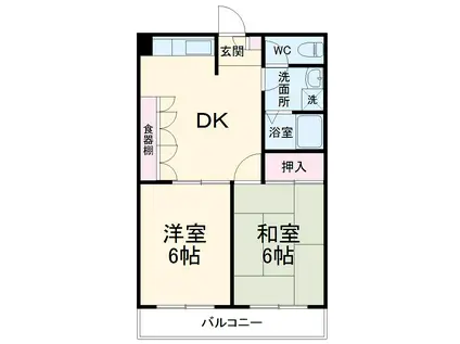 ブランドール(2DK/3階)の間取り写真