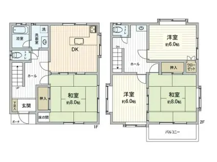 東武伊勢崎・大師線 一ノ割駅 徒歩20分 2階建 築33年(4LDK)の間取り写真