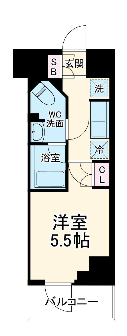 エストゥルース横浜蒔田(1K/9階)の間取り写真