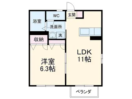 マノワール(1LDK/1階)の間取り写真