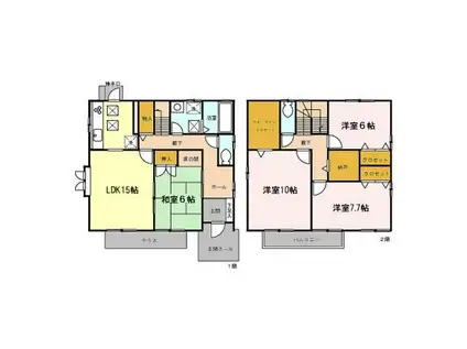 武蔵野線 東浦和駅 徒歩8分 2階建 築26年(4LDK)の間取り写真