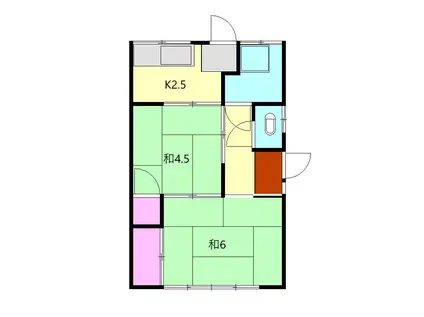 東海道本線 国府津駅 徒歩24分 1階建 築60年(2K)の間取り写真