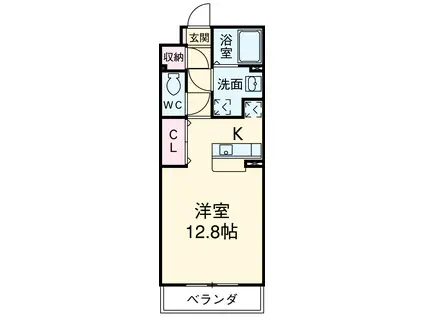 ビアンシュール美園(ワンルーム/1階)の間取り写真