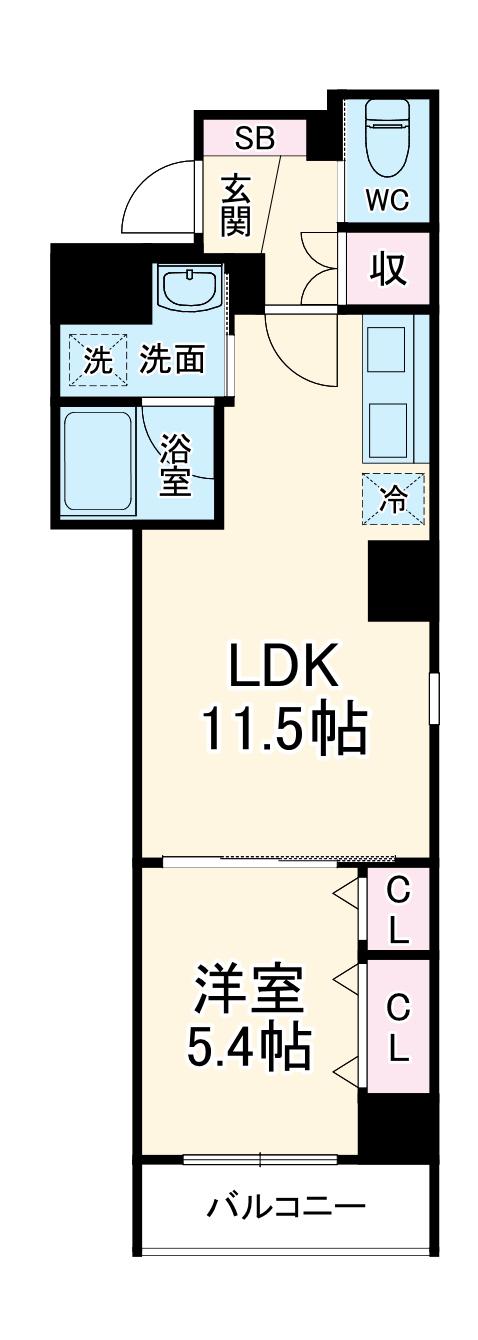 KS 本牧 STORY Ⅰ(1LDK/7階)の間取り写真
