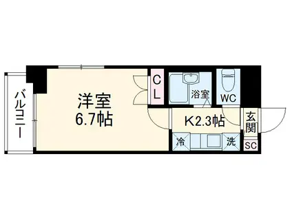 プライマル西船橋(1K/9階)の間取り写真