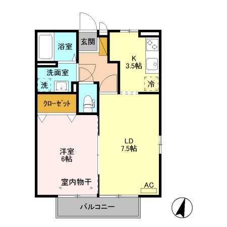 クレイン A/B/C(1LDK/2階)の間取り写真