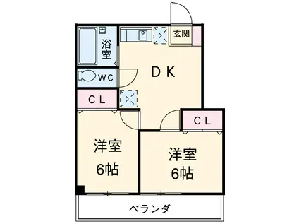 ハイツ田戸(2DK/1階)の間取り写真