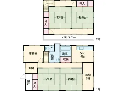 関東鉄道竜ヶ崎線 竜ケ崎駅 バス乗車時間:29分 新利根小学校前バス停で下車 徒歩10分 2階建 築51年(4SLDK)の間取り写真