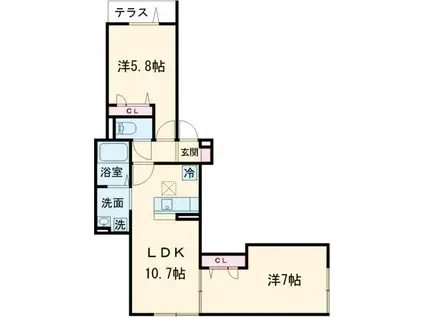 アンソレイエⅡ(2LDK/3階)の間取り写真