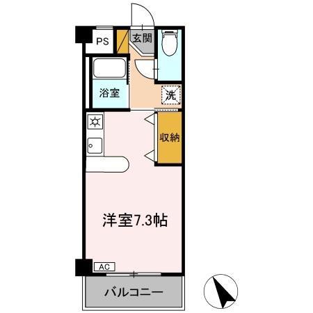 ハイムカメリア(ワンルーム/2階)の間取り写真