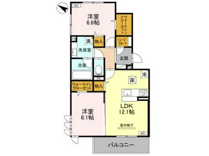 リヴェール京都桂(2LDK/2階)の間取り写真