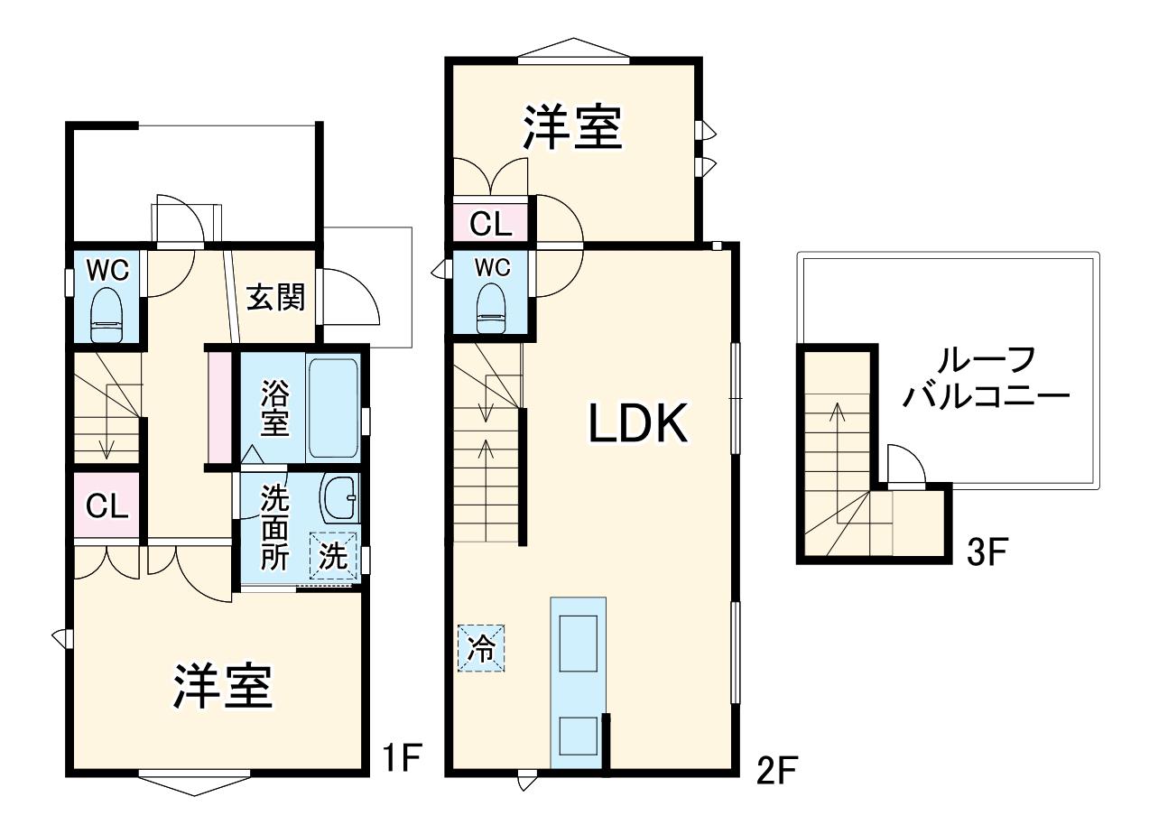 京浜急行電鉄本線 浦賀駅 徒歩23分 3階建 築2年(2LDK)の間取り写真