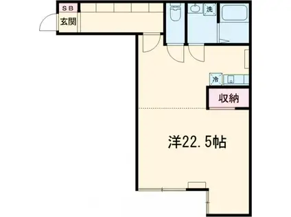 バウムハウス本宿(ワンルーム/2階)の間取り写真