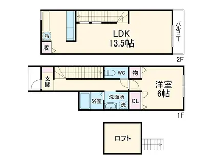 ベイスK(1LDK/1階)の間取り写真