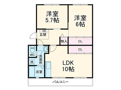 永田マンション(2LDK/3階)の間取り写真