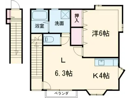 コンシャスⅡ(1LDK/2階)の間取り写真