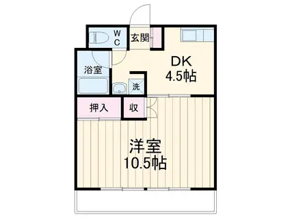 パレットハウス(1DK/1階)の間取り写真