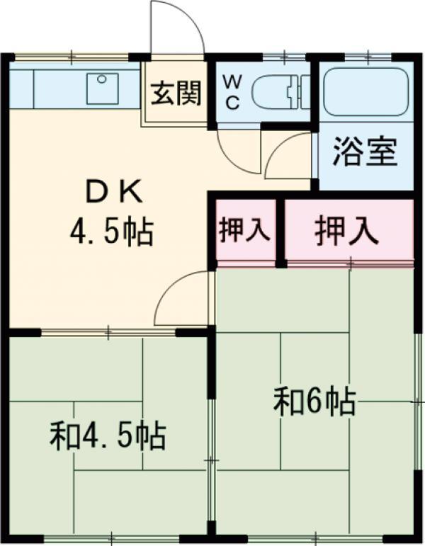 藤ハイツ(2DK/2階)の間取り写真