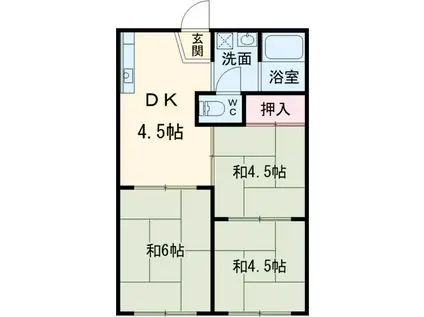 フォーヴル石川(3DK/2階)の間取り写真