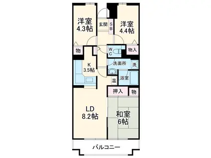 ヒルズ南戸塚(3LDK/3階)の間取り写真