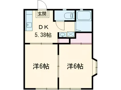 ポートランドM(2DK/2階)の間取り写真