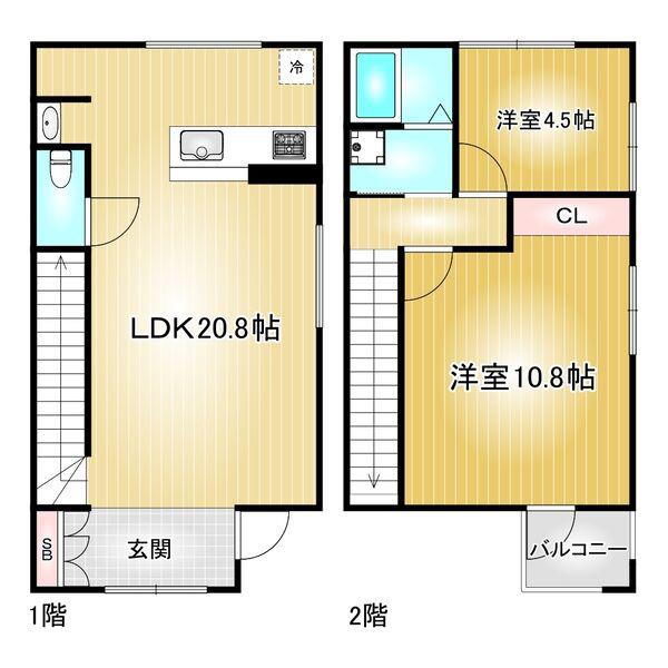 カッツェカヤバ(2LDK)の間取り写真