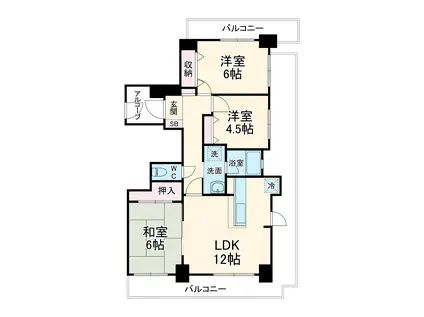 グローリアス岡崎戸崎町(3LDK/15階)の間取り写真