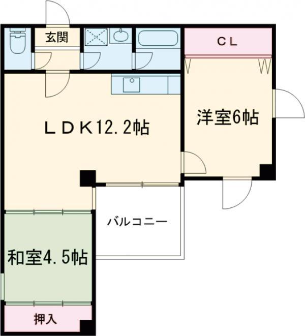 アーバンポート八木(2LDK/4階)の間取り写真