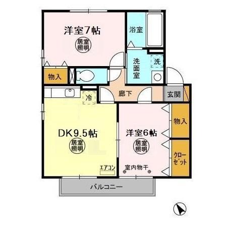 ロイヤルガーデン高萩A(2DK/2階)の間取り写真