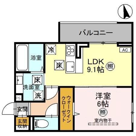 NOBLE VILLA 弥生(1LDK/3階)の間取り写真