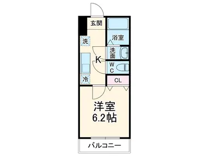 リバーブ西大宮(1K/2階)の間取り写真