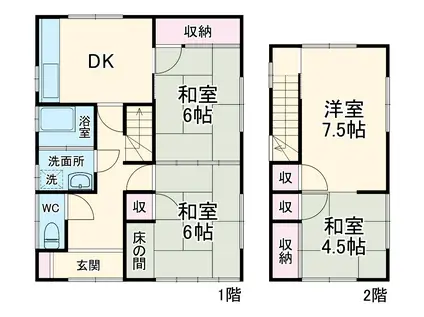 東海道本線 岐阜駅 バス乗車時間:25分 上岩崎バス停で下車 徒歩9分 2階建 築48年(4DK)の間取り写真