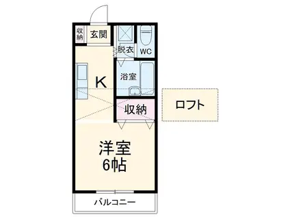フロンティアⅠC棟(1K/2階)の間取り写真