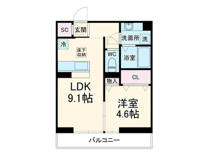 シンビジウム湘南台(1LDK/2階)の間取り写真