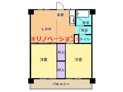 藤栄ビル(2LDK/1階)の間取り写真
