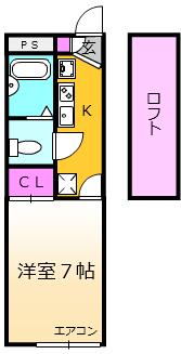 レオパレス穂風(1K/1階)の間取り写真