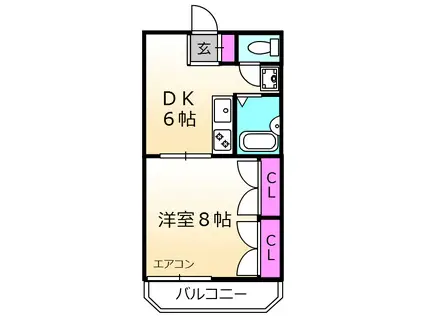 レオパレス向日葵(1DK/1階)の間取り写真