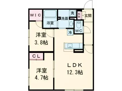 CREATIF池袋(2LDK/1階)の間取り写真