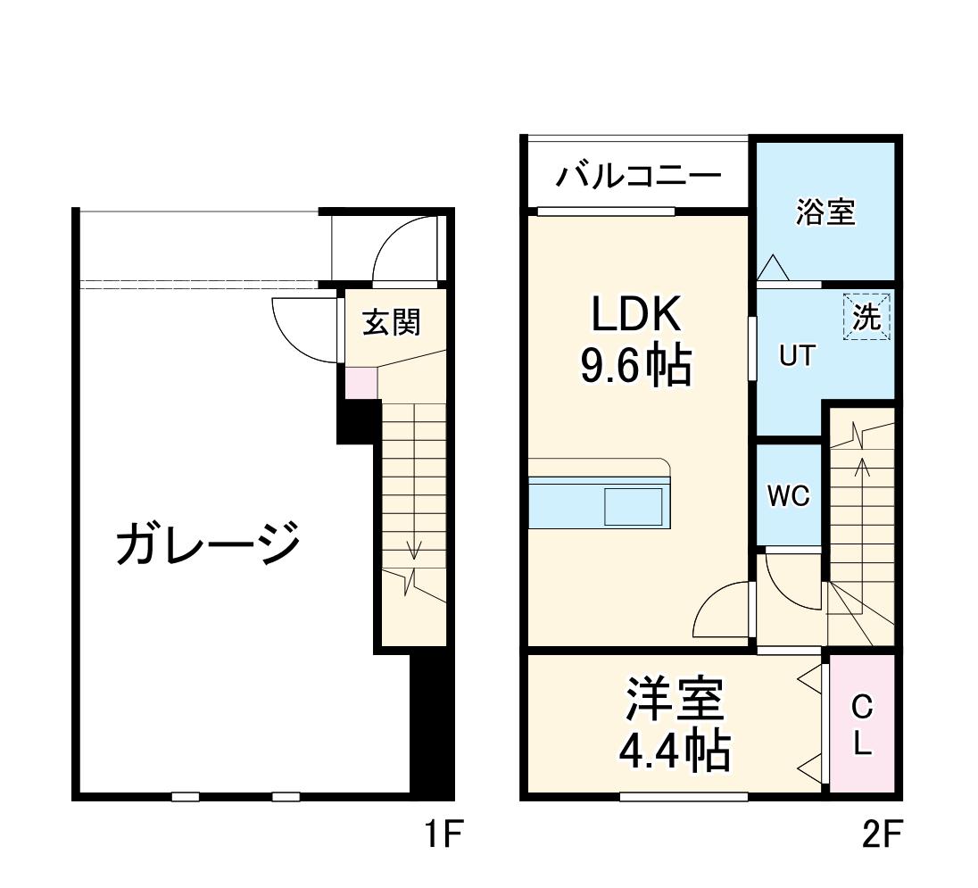 ENSOLEILLE K棟(1LDK/1階)の間取り写真