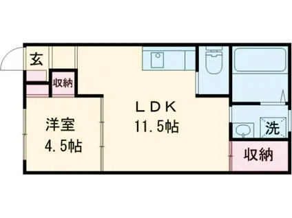 南ヶ丘ハイツ(1LDK/3階)の間取り写真